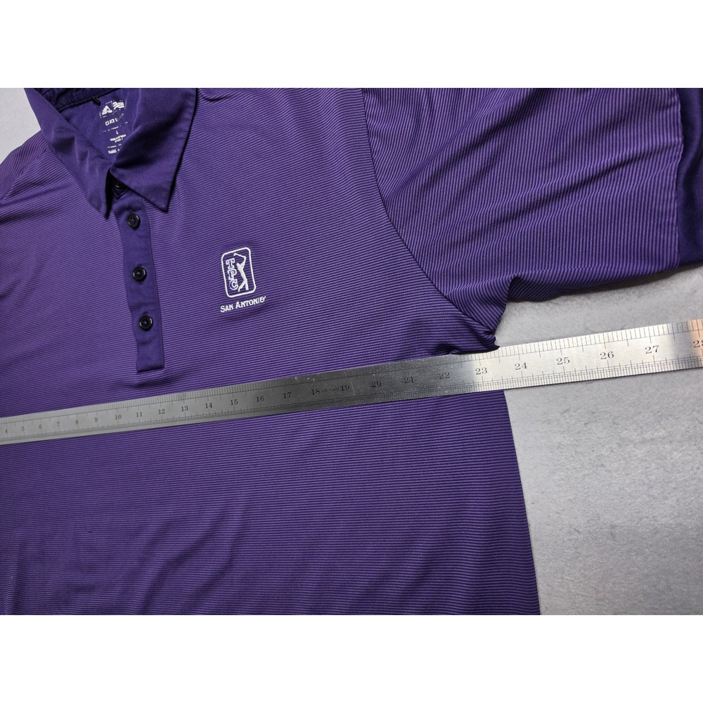 Adidas Climalite Polo Shirt Men's Large Purple Striped Stretch Golf Performance - Picture 5 of 7